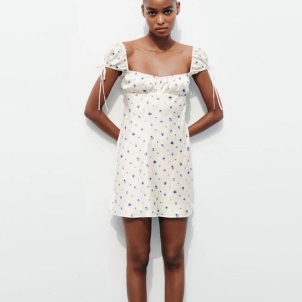 Zara | Cream Satin Mini Dress